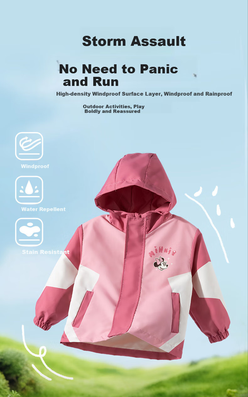 Disney Spring And Autumn Travel Children's Clothing, Girls' Cartoon Three-In Protective Wear-Resistant Breathable Hooded Jacket, Light Purple, Size 120 5