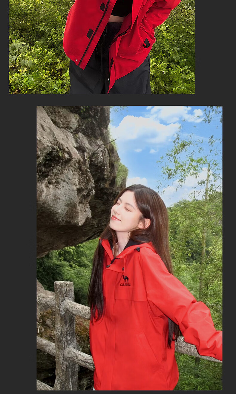 CAMEL All-Terrain Jacket Unisex Windproof Waterproof Outdoor Coat J35CW1L0032 Dazzling Red M 23