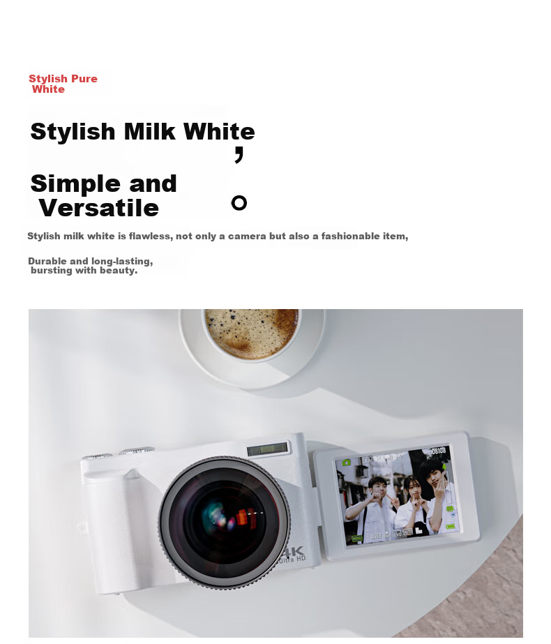 SONGDIAN Digital Camera, Replaces CCD, Entry-Level Point-And Mirrorless Vlog Camera, Flip Selfie Camera DC101AF Official Standard Configuration + Wide-Angle Lens Kit, 32GB Memory 8