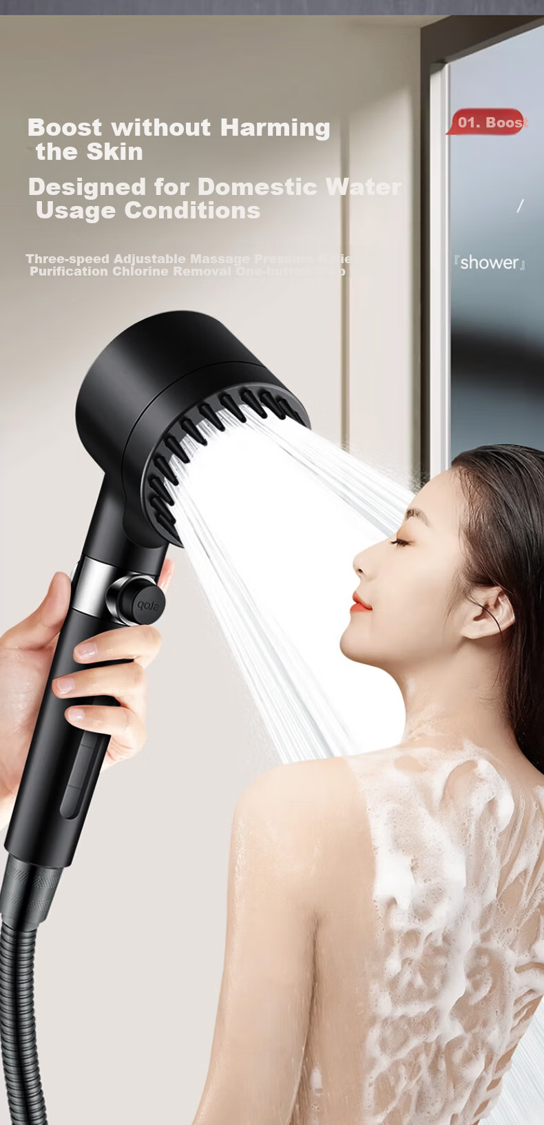 JROR [Germany] Pressurized Shower Head Set of Three, Bathroom Filtered Shower Head, Bathroom Shower System 6