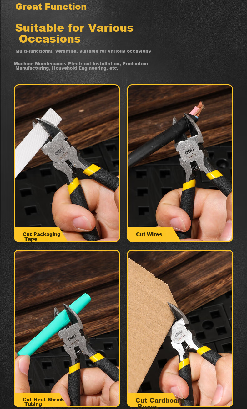 Deli Non-Slip Water Pipe Pliers, Water Pipe Cutter, Electronic Scissors, Plastic Pliers, Diagonal Cutting Pliers, 5 Inches, DL2715 1