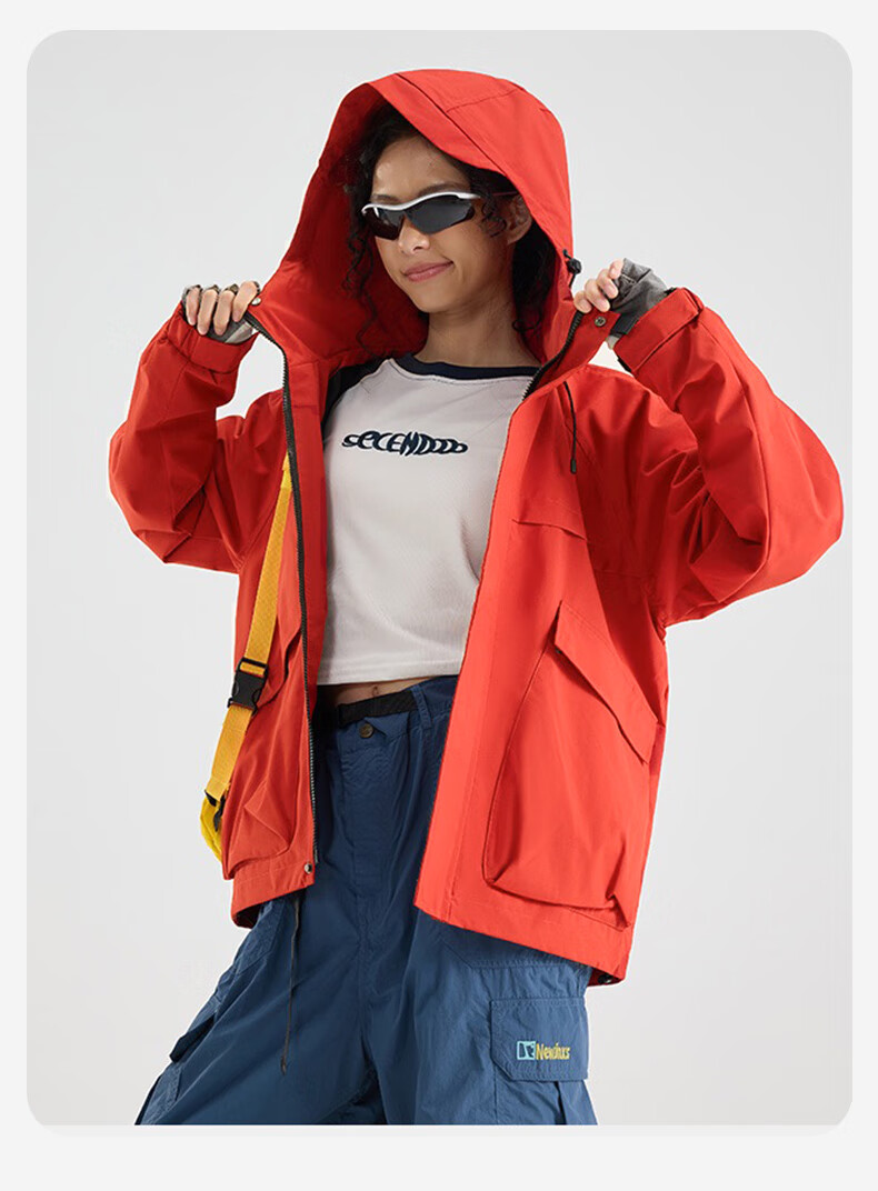 BOPRUIEY Unisex Outdoor Waterproof Windproof Hooded Jacket Autumn American Style Hiking Mountaineering Coat 19