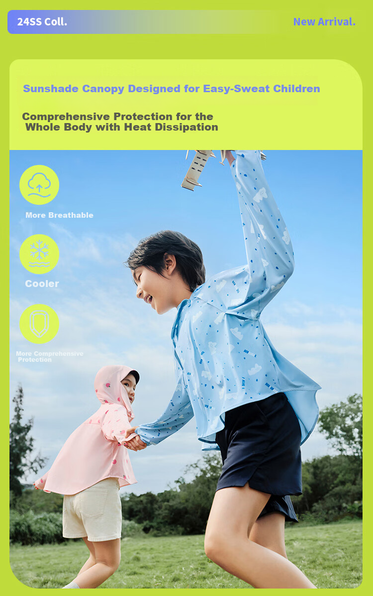 Beneunder Children's Sun Protection Jacket Cape for Boys And Girls, Cool And Breathable Sun Protection AL41324 Cloud Wanderer 110 5