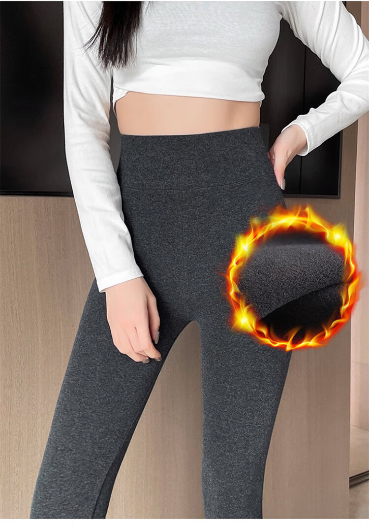 LangSha Black High-Waist Sharkskin Pants for Women Autumn Winter New Thickened Fleece Warm Slim Fit Casual Outerwear Leggings 3