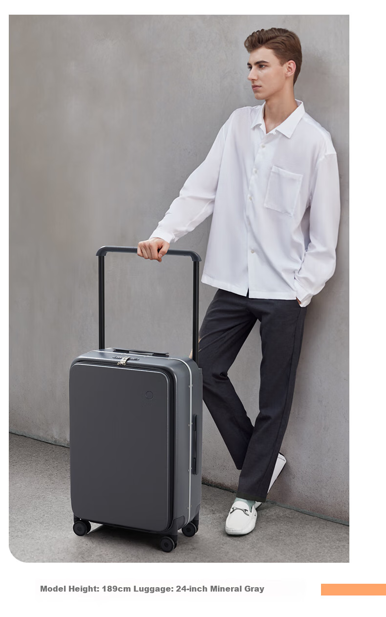 Mixi Front-Opening Luggage, Wide Handle Suitcase, Aluminum Frame Case, Men's 20-Inch Business Carry-On, Women's Password Lock Suitcase, Large Capacity 15