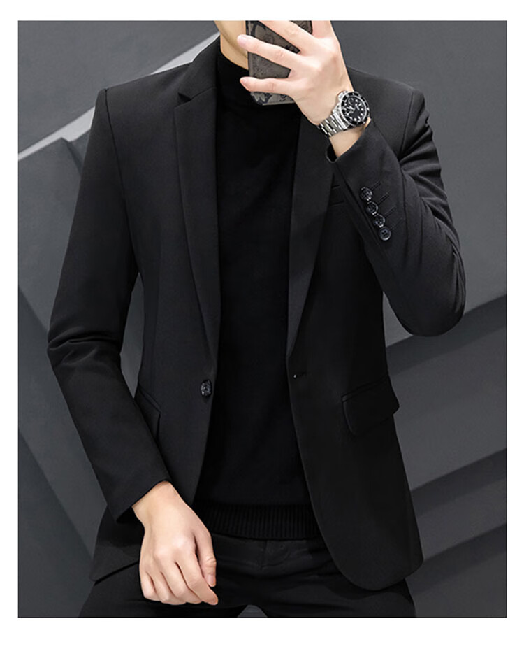 ROMON Men's Autumn Winter Business Formal Suit Slim Fit Luxury Blazer Groom Best Man Wedding Attire 12
