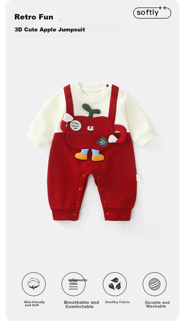 DUUDUU Baby Clothes Long-Sleeve Bodysuit Spring And Autumn Newborn Faux Two-Piece Cartoon Romper Infant Onesie Outdoor Wear 2