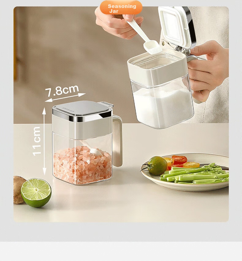 KATEI STORY Japanese Moisture-Proof Seasoning Container, Sealed Salt Jar, Glass Seasoning Box, High-End Condiment Jar for Home Kitchen Use 21