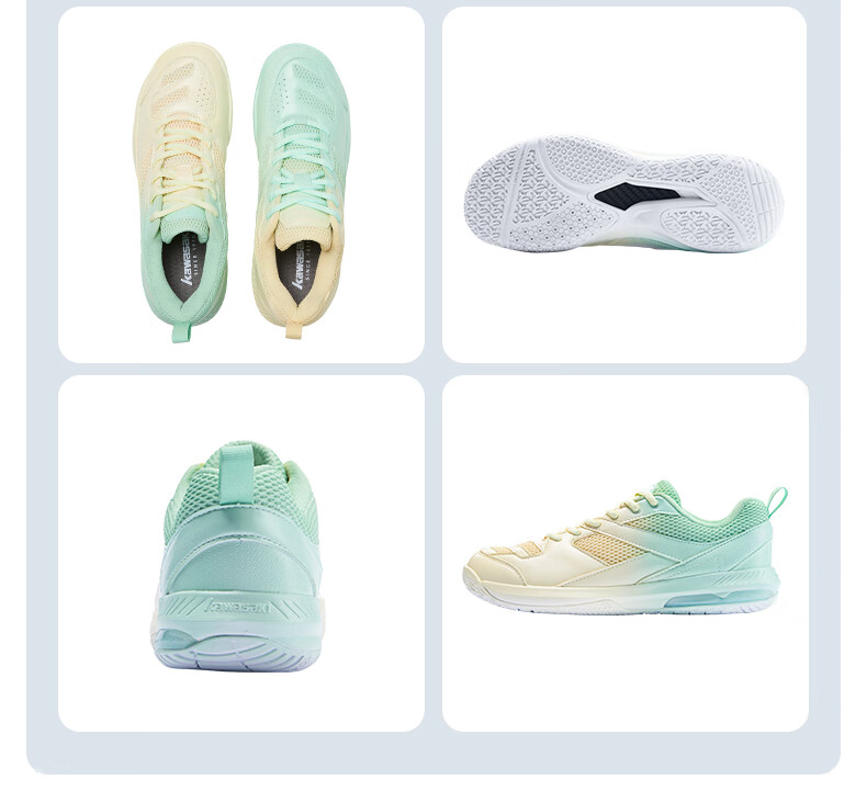 KAWASAKI Unisex Badminton Shoes Non-Slip Shock Absorption Professional Training Competition Sports Shoes Whale Dream Fantasy Green Size 38 5