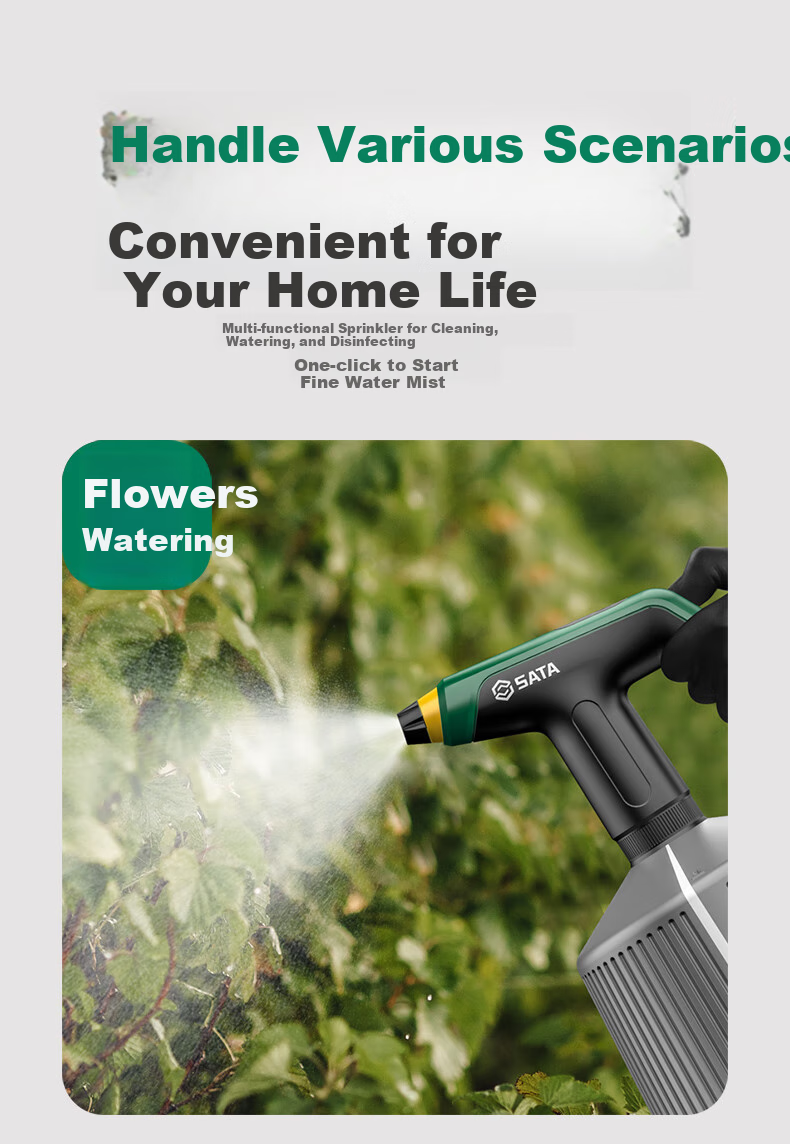 SATA Electric Watering Sprayer Rechargeable Spray Bottle for Home Gardening Flower Watering Disinfection D05606 11