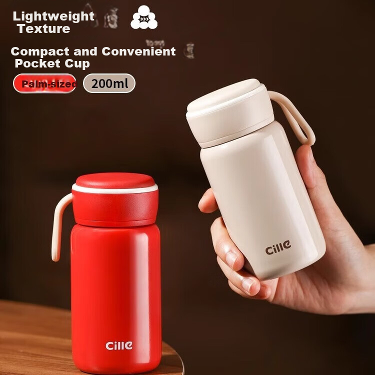 Cille Insulated Mug, 316 Stainless Steel Student Water Bottle, Portable Outdoor Pocket Cup for Men And Women, Compact Handheld Cup for Childre