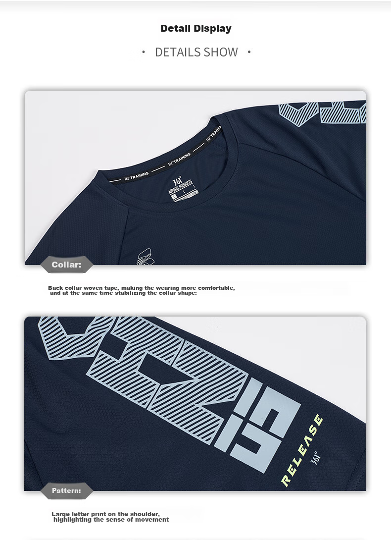 361° Men's Short-Sleeve T-Shirt, Summer Quick-Dry, Loose-Fitting, Athletic, Running, Fitness, Casual Top, Half-Sleeve, 652524101-6 47