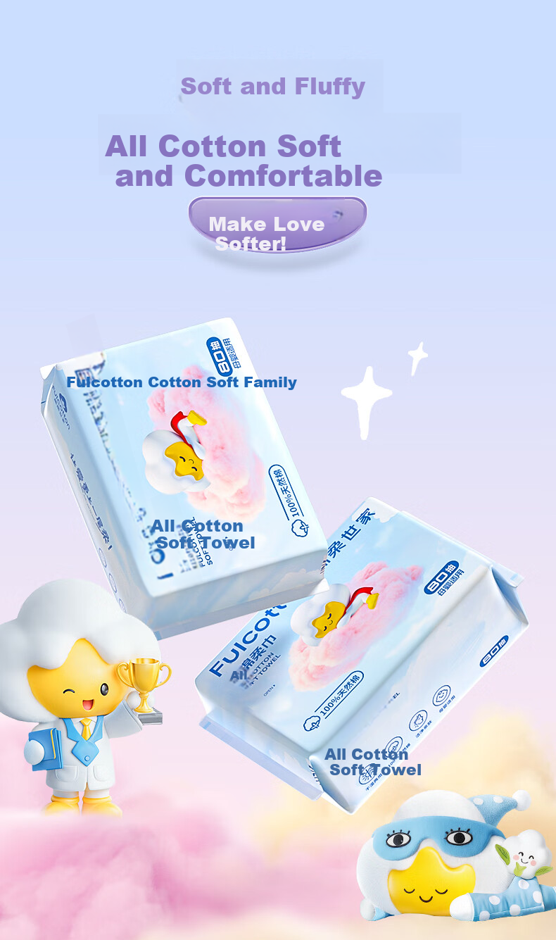 FulCotton Baby Soft Cotton Wipes, 100% Pure Cotton, for Both Dry And Wet Use, Thickened Face Towels, 80 Sheets * 1 Pack 2
