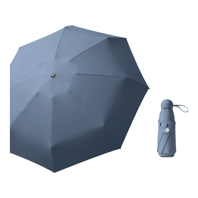 Qimaimai Ultra-Light Umbrella, Five-Fold Sun Umbrella, UV Protection, Mini Folding Sunscreen Capsule Umbrella for Women, Exquisite Blue