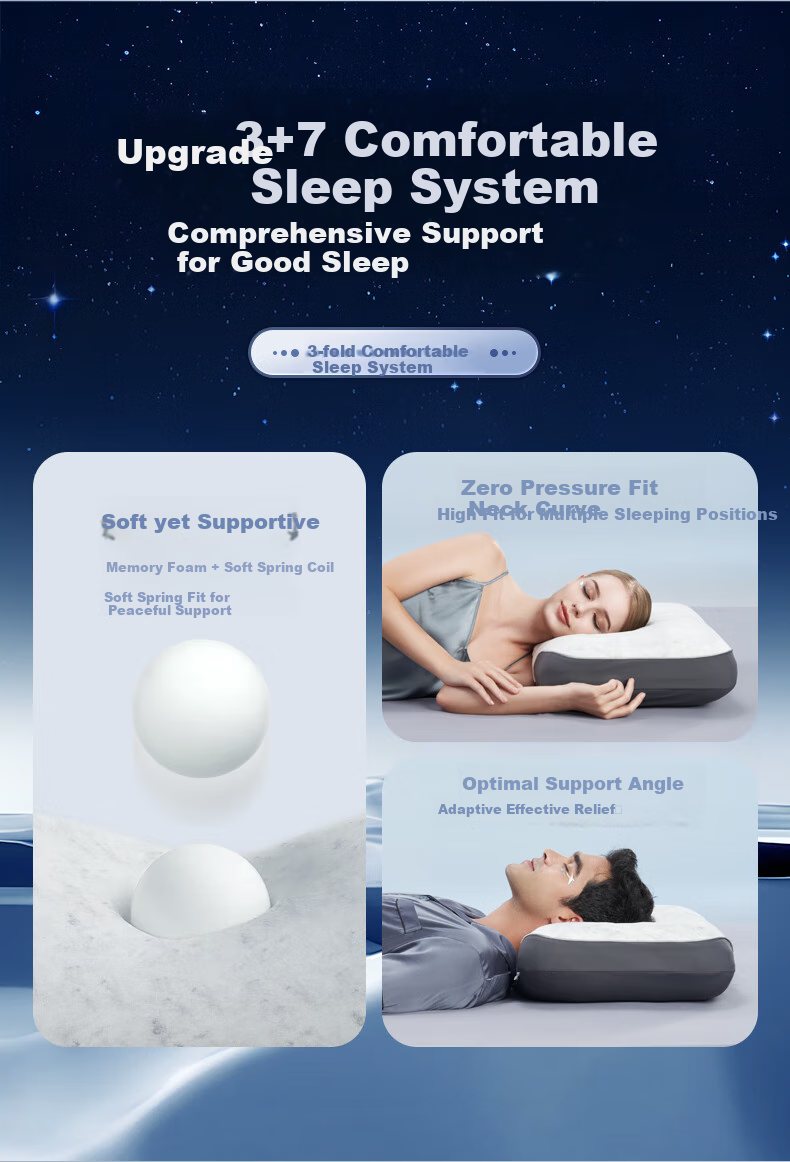 JaCe Memory Foam Pillow Spring Mattress Core Cervical Pillow Side Sleeping New Upgraded Anti-Snoring Adult-Specific Gift Box 14CM 5