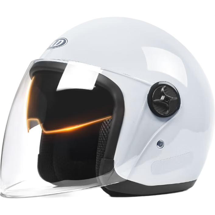 AD New National Standard 3C Certified Electric Vehicle Helmet for Men And Women, All-Season Universal Electric Scooter Safety Helmet, Women's Summer Double-Lens Sun Protection Lightweight Half Helmet 165-1 Snow White