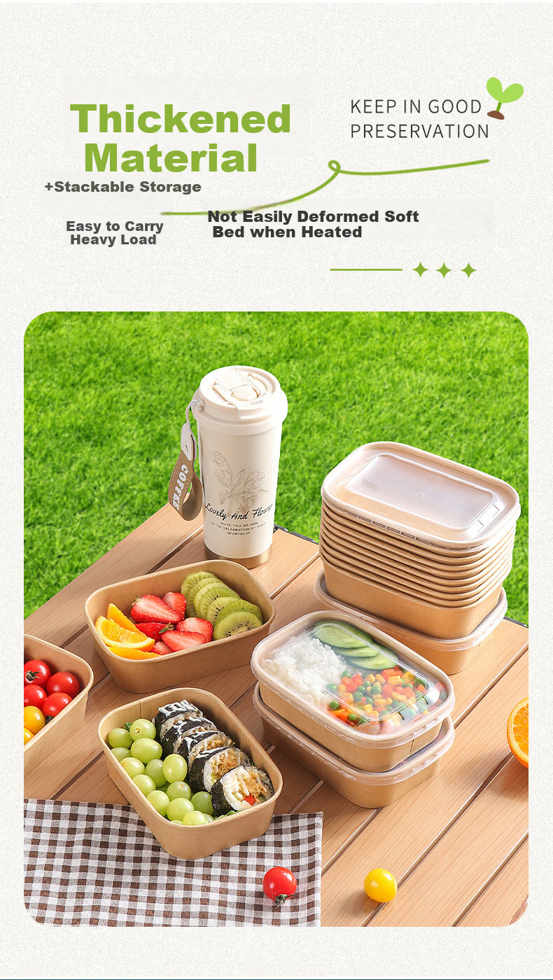 BJ Disposable Food Containers, Round Takeout Boxes, Thickened with Lids, Food Grade, Microwave Safe, 750ml*20 Sets 7