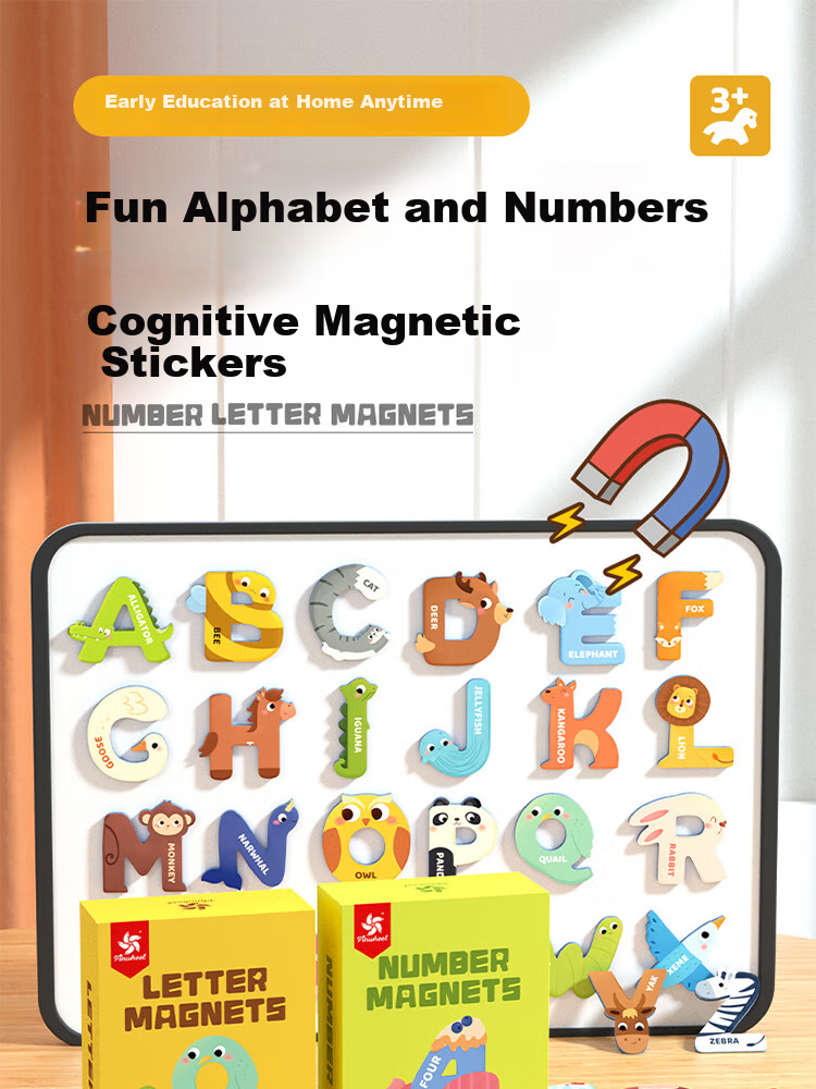 Pinwheel, 26 English Letters And Numbers Refrigerator Stickers, Animal-Themed Children's Early Education Cognitive Educational Toy, Letter Magnetic Stickers 1