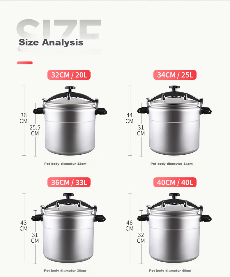 Shuangxi Pressure Cooker, Gas And Open Flame Compatible, Explosion-Proof, Home And Commercial Use, Large Capacity, Double-Handled, 32cm/20L 4