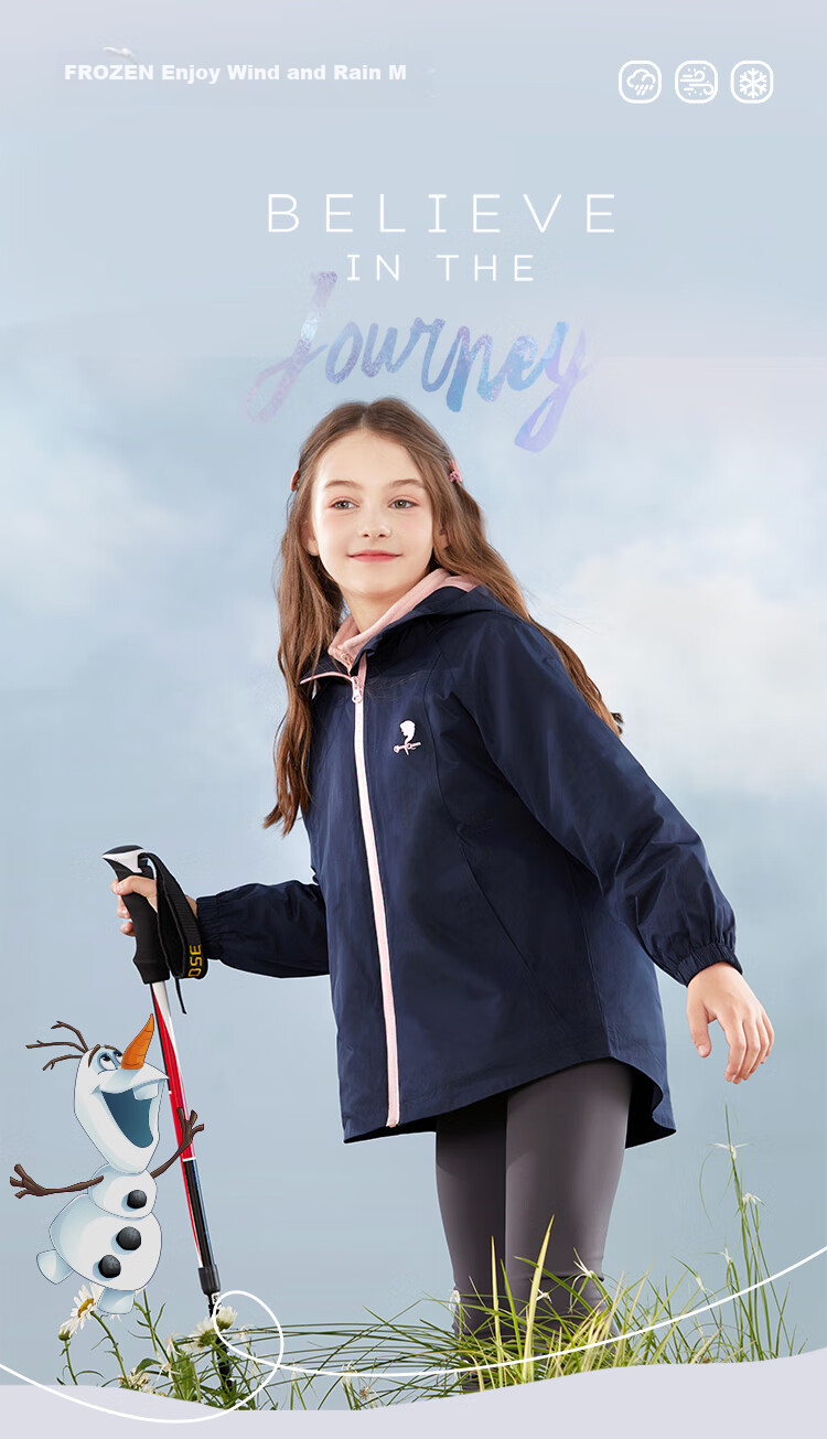 Disney Girls' Windbreaker Jacket, Autumn And Winter Children's Outdoor Windproof Coat, Detachable Three-In for Older Kids, 84050 Navy Blue, Size 130 1