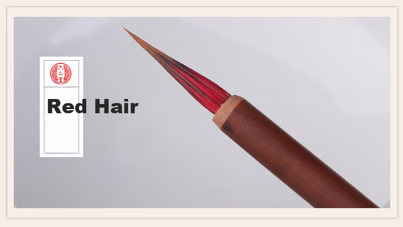 Liupintang Wolf Hair Small Regular Script Brush Pen for Chinese Painting And Calligraphy Practice, Slim Gold Style Wolf Tail Calligraphy Brush, Four Treasures of The Study, Hubei Pen, Red Wolf Hair Small Regular Script 12