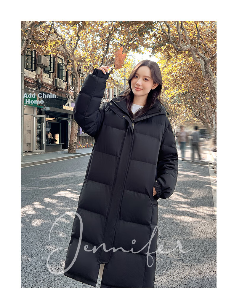 Yalu Solid Color Long down Coat for Women, Winter 2026 New Style, Loose-Fitting Over-Knee Thickened Warm Couple's Mid-Length Coat for Outdoor Activities 26