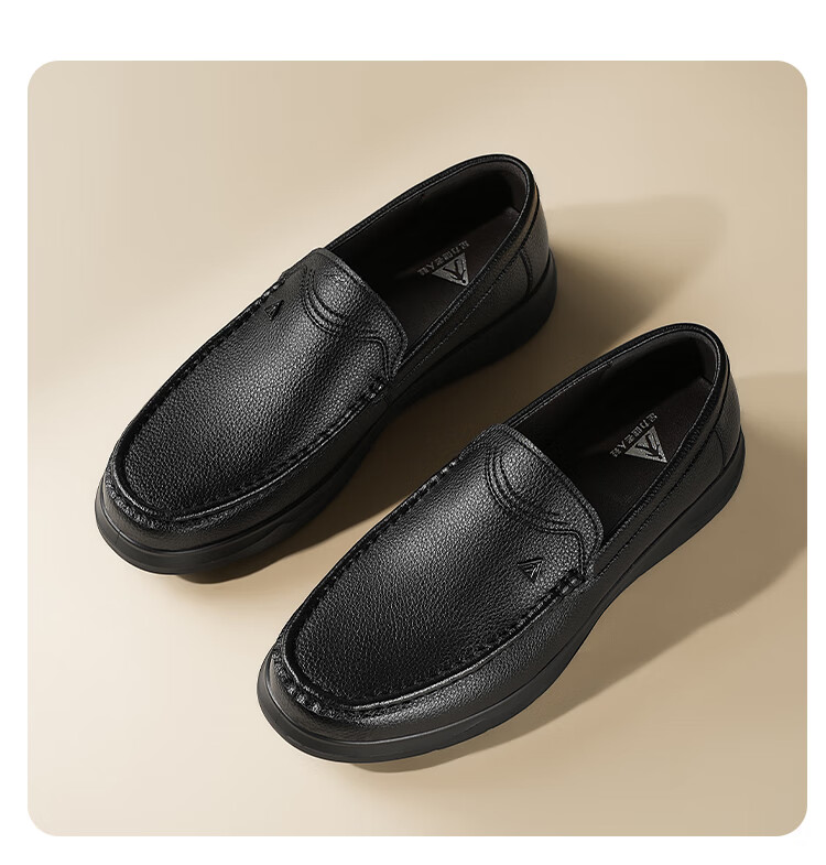 Zulijian Elderly Shoes Summer Middle-aged and Elderly Men's Soft Sole Breathable Slip-on Leather Shoes 6205K Black Size 41 5