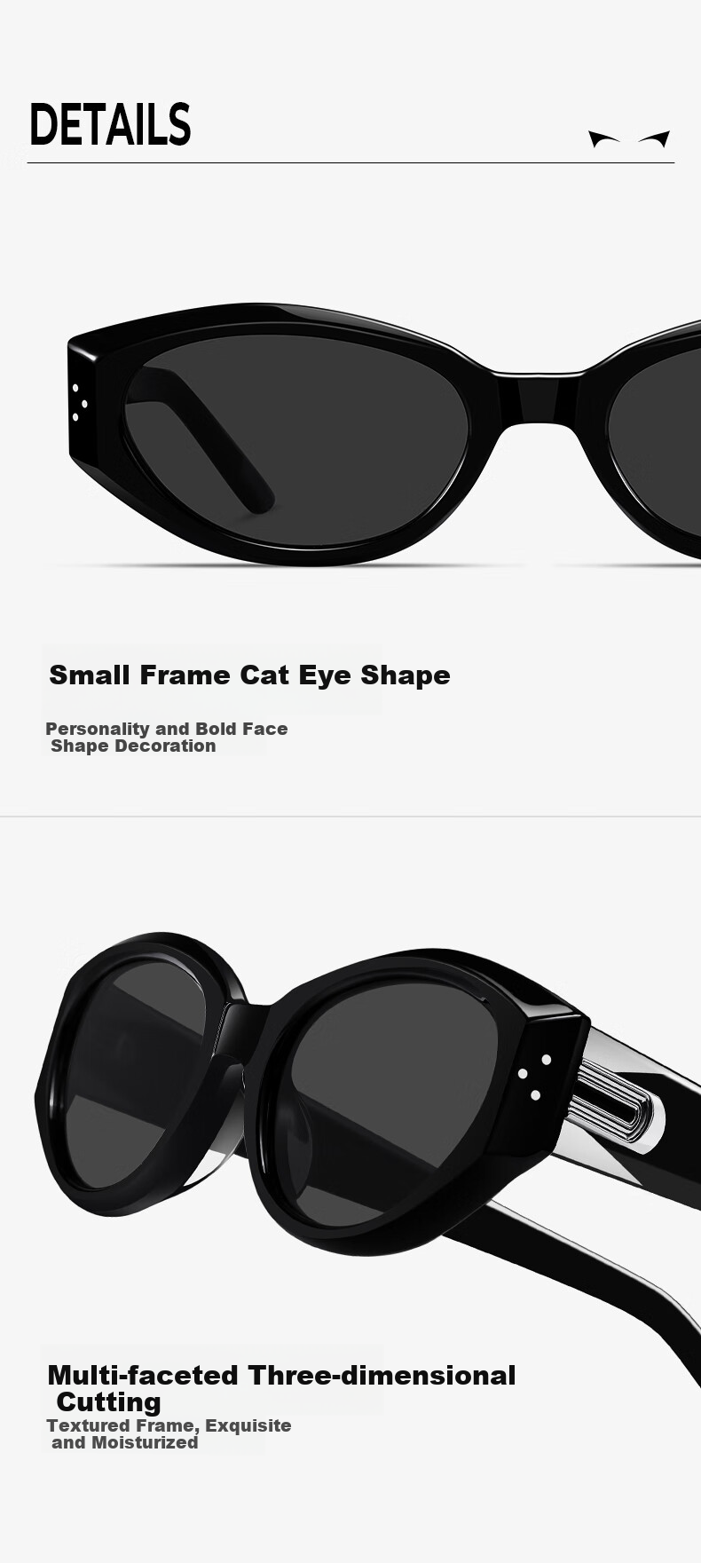LOHO New Cat-Eye Sunglasses for Women, Small Frame GM Sunglasses, Retro Fashion DADA UV Protection Glasses for Me 6