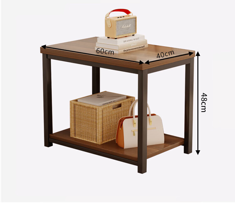 Zhuobo Coffee Table Living Room Side Table Tea Table Tea Cabinet Storage Shelf Bedside Table CJ11 Walnut Color 60*40cm 1