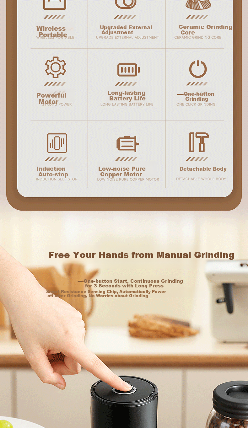 TEOTM Hand-Crank Coffee Grinder, Coffee Bean Grinding Machine, Manual Coffee Grinder for Home Use, Portable Coffee Mill 2