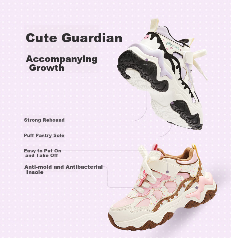 BALABALA Children's Shoes, Girls' Sneakers for Jogging, Autumn And Winter Dad Shoes, Kuromi Shoes, Fleece-Lined for Warmth, Fashionable 3