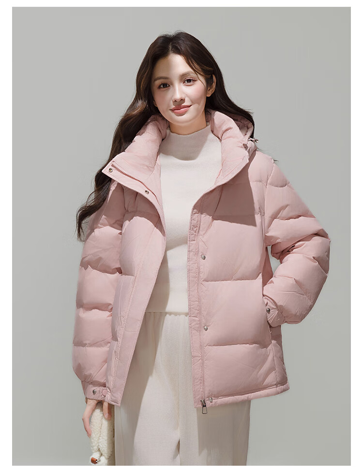 Yalu Women's Short Down Jacket 2026 Winter New Removable Hood Far-Infrared Heat Retention Warm Coat for Petite 23