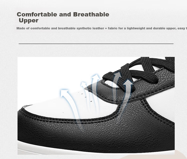 Guirenniao Men's Sneakers, Skateboard Shoes, White Shoes, Breathable, Soft And Bouncy, Simple And Versatile Footwear for Men, White/black, Size 41 3