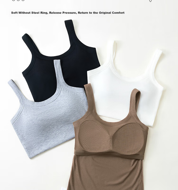 LangSha Wireless Bra Vest for Women with Built-in Chest Pad, One-piece Innerwear, Plus Size, Sexy, Versatile, High Elasticity, Breathable Camisole 15