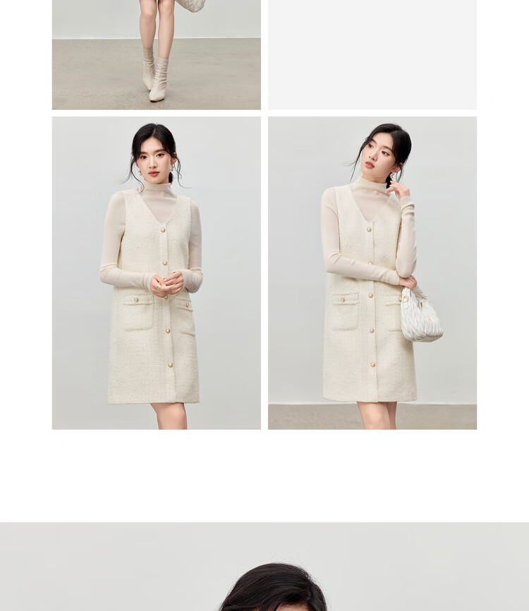 Shangdu Bila New Year Red Little Chanel Style V-Neck Sleeveless Dress Women Spring Autumn Straight Mid-Length Elegant Dress 9