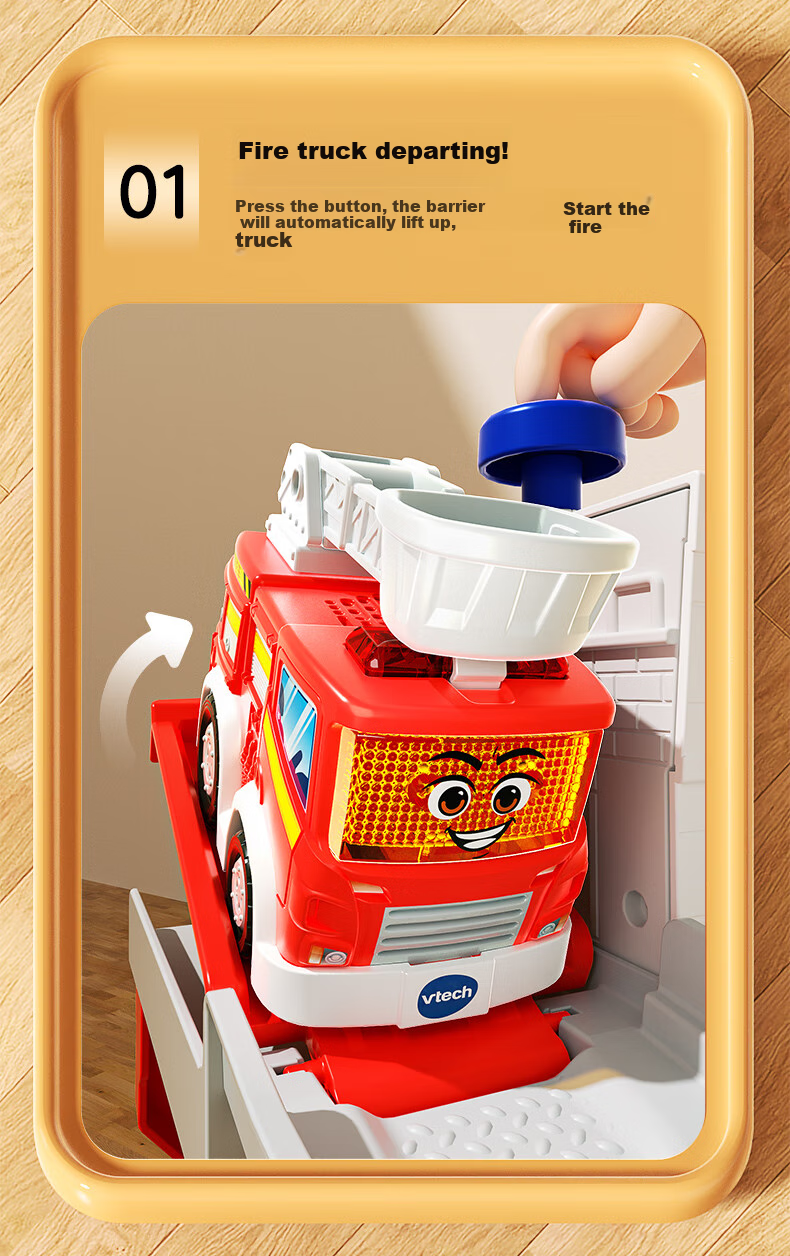 VTech Children's Toy Track Car, Smart City Fire Station Fire Truck 1-2 Baby Boys Girls Birthday Gift 6