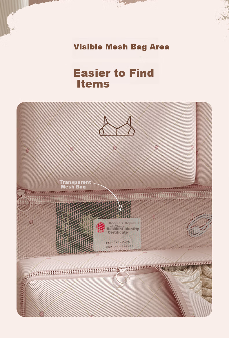 Baicaoyuan Travel Storage Bag, Luggage Organizer, Clothes Sorting Pouch, Travel And Business Trip Hanging Bag, Packing Organizer, Pink 14