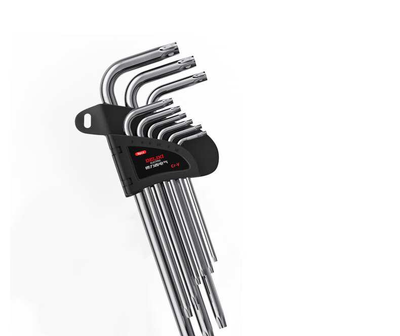 Delixi Electric Hex Key Wrench Set Hardware Repair Tools Hex Screwdriver S2 Steel 9-Piece Extended Flat/Ball Head 27