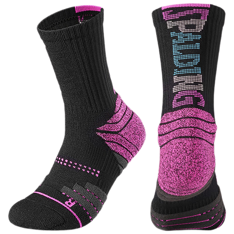 SPALDING Beam Pro 2.0 Men's Basketball Socks Thickened Towel Bottom Non-Slip Long Tube Elite Youth Sports Socks Black Pink