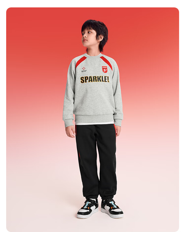 Balabala Kids Boys' Outfit 2025 New Spring Autumn Fleece Lined Red New Year Celebration Sportswear Trendy Cool 4