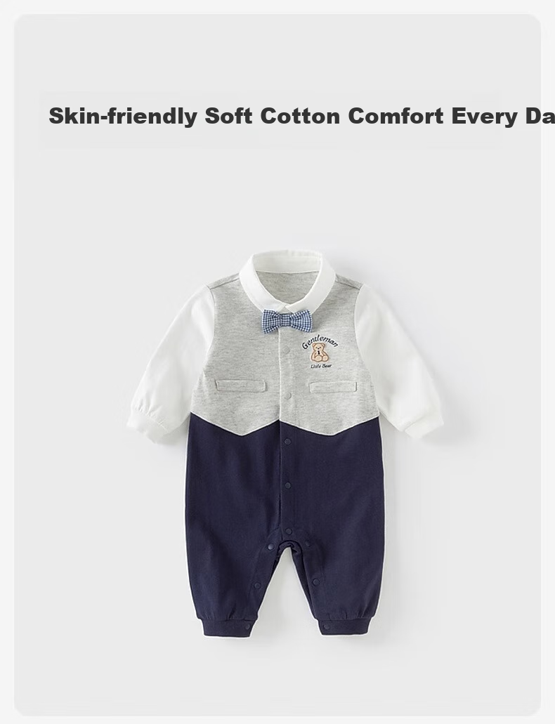 DAVE & BELLA Newborn Spring Romper Baby Boys Gentleman Jumpsuit 1