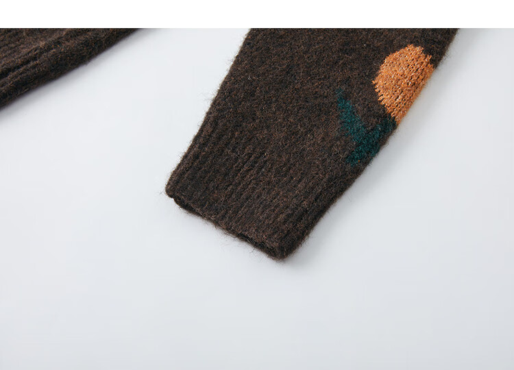 Demana [Warm Secret] Winter Lazy Style Colorblock Jacquard Crew Neck Wool Blend Knit Sweater for Women 2