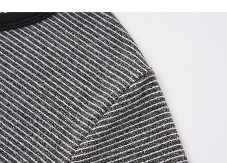 Demna【Retro Light Travel】Winter Simple Design Splicing Contrast Color Round Neck Striped Stretchy T-shirt for Women with Tummy Control 4