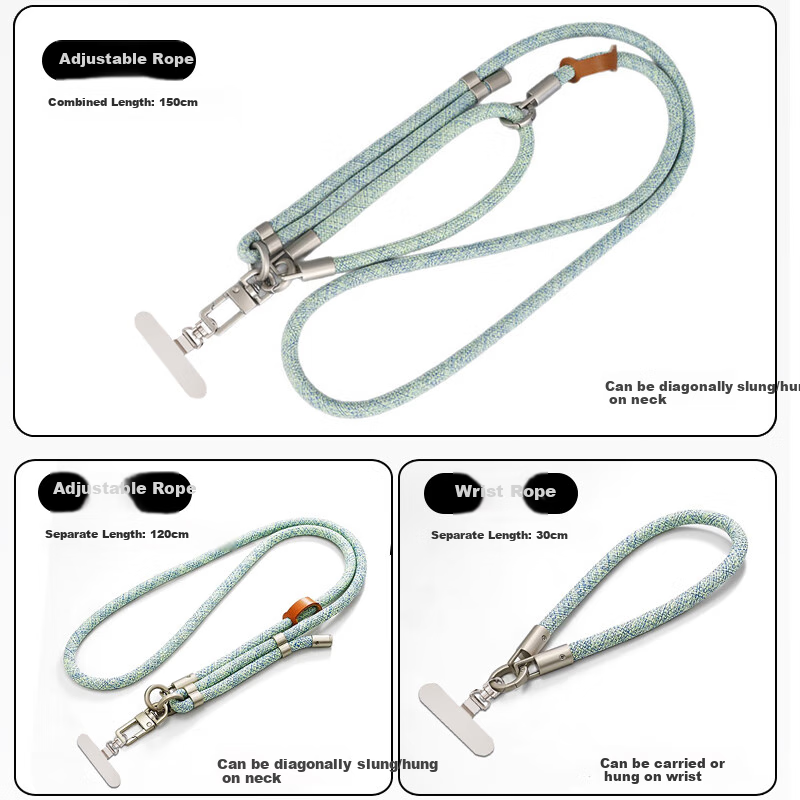 BZBC Phone Lanyard, Crossbody And Wearable Three-In High-End Anti-Theft Phone Strap, Long Adjustable Version, 2025 Outdoor Hiking Thickened Anti-Loss Device, Wrist Strap Dual-Use, Colorful Gree