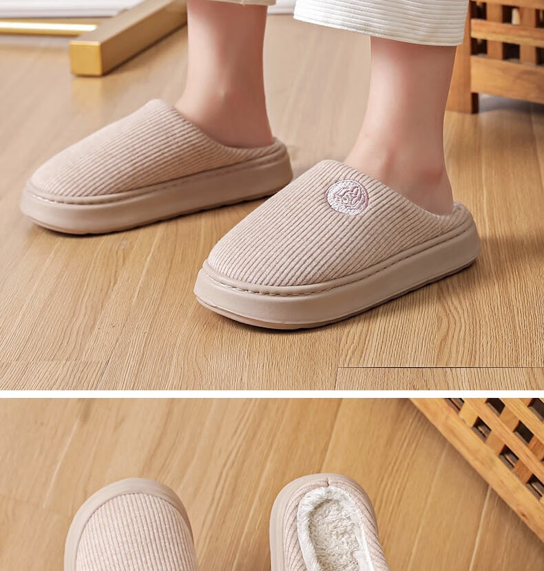 Huamei Jianbu Unisex Versatile Half-Cover Cotton Slippers Indoor Outdoor Fleece Lined Warm Cotton Slippers HM2502 Navy Blue Size 40-41 21