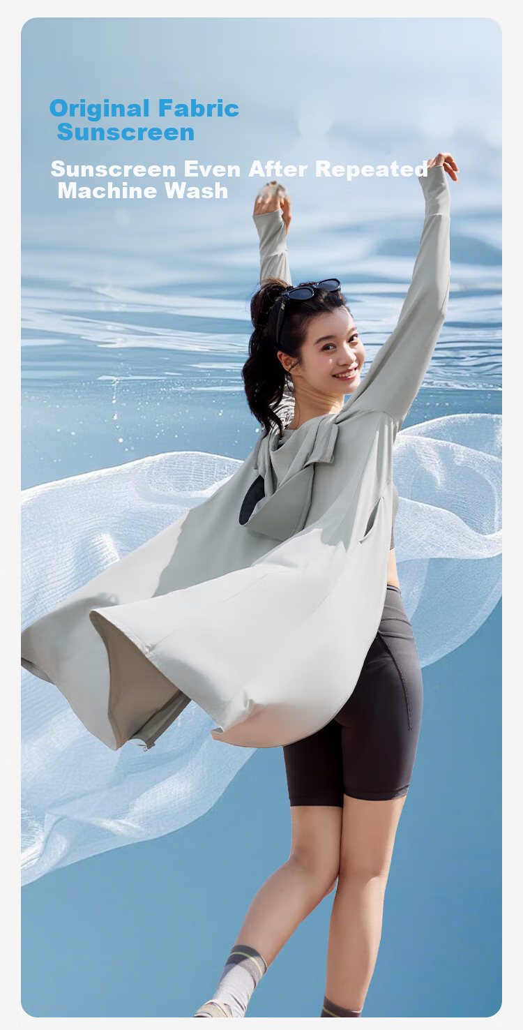 JD Original Long Sun Protection Clothing for Women, Breathable Ice Silk Cool-Feeling UV Protection Jacket Full Body Sun Protection Garment, Black, XS 7