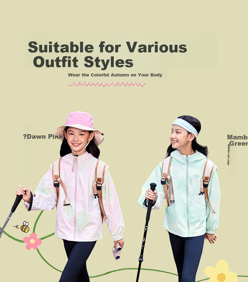 361° Kids Children's Jacket Autumn 2025 Girls Waterproof Woven Two-in-One Thin Jacket Green 150 10