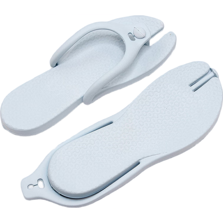 GUOLUOFEI Foldable Travel Slippers, Business Trip Hotel Shower Lightweight Non-Slip Portable Beach Sandals for Men, Light Blue 35-36