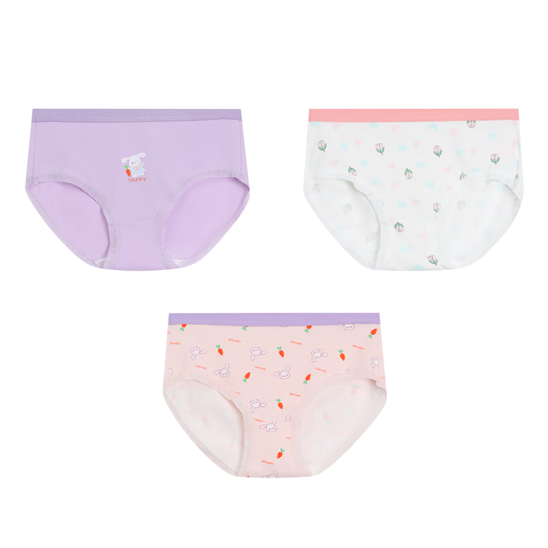 Hodohome Children's Underwear, Girls' 7A Antibacterial Pure Cotton Crotch Triangle Shorts, Girls' Cotton Spandex Lace Trim Panties, 308 165