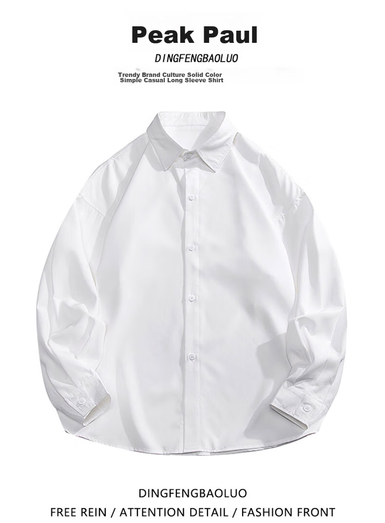 Dingfengbaoluo Men's Long-Sleeve Shirt, Spring And Summer Solid Color Casual Shirt, Trendy Loose Top, 7304 Black L 1